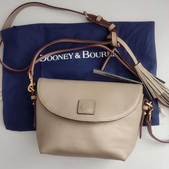 Dooney & Bourke Florentine Saddle Crossbody Bag in Light Taupe - Picture 2 of 8